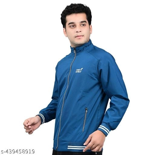 Polyester Jacket for Men (Blue, M)