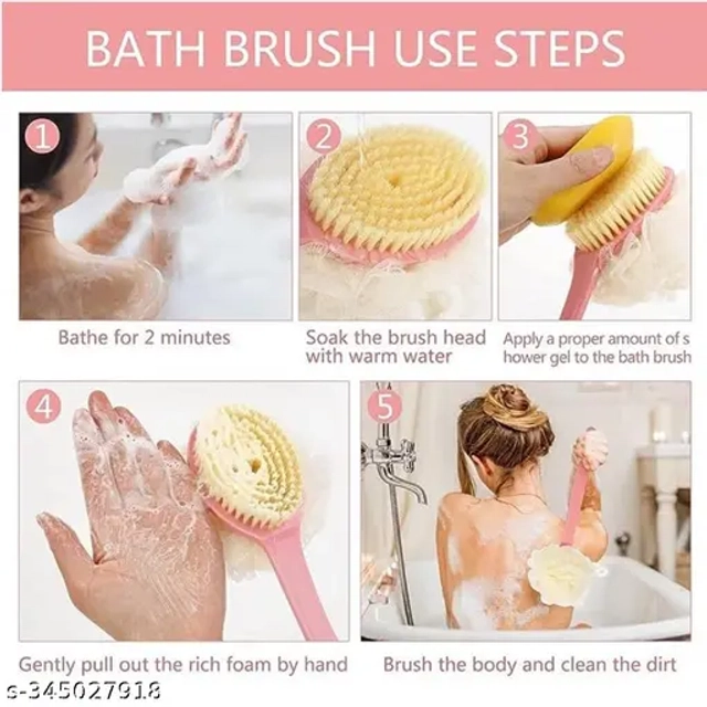 MAGIC PLUS Body Bath Brush with 2 in 1 Bristles and Loofah (Assorted, Pack of 1)