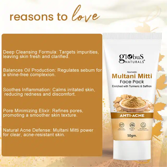 Globus Naturals Anti Acne Multani Mitti Face Pack (50 g)