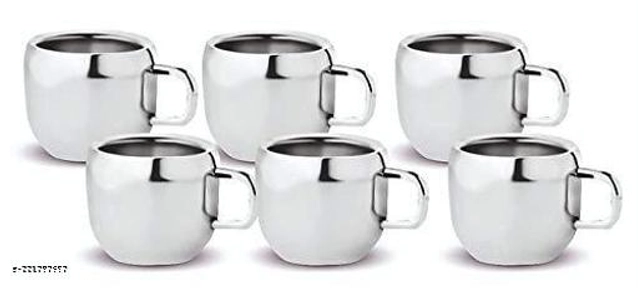 Stainless Steel Tea Cup (Multicolor, 80 ml) (Pack of 6)