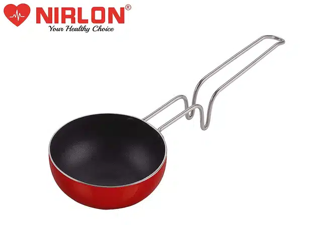 NIRLON Aluminium Tadka Pan (Red & Black, 11 cm)