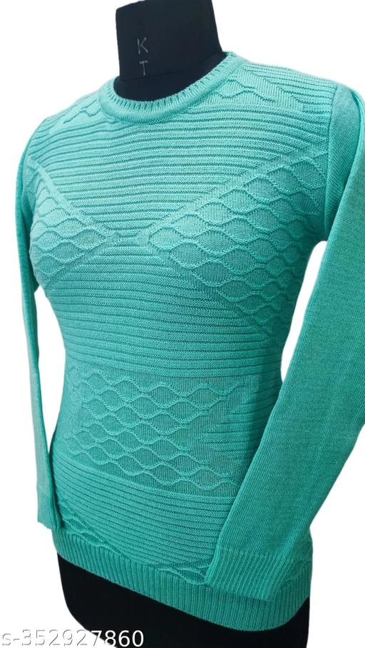 Woolen Solid Top for Women (Sea Green, Free Size)