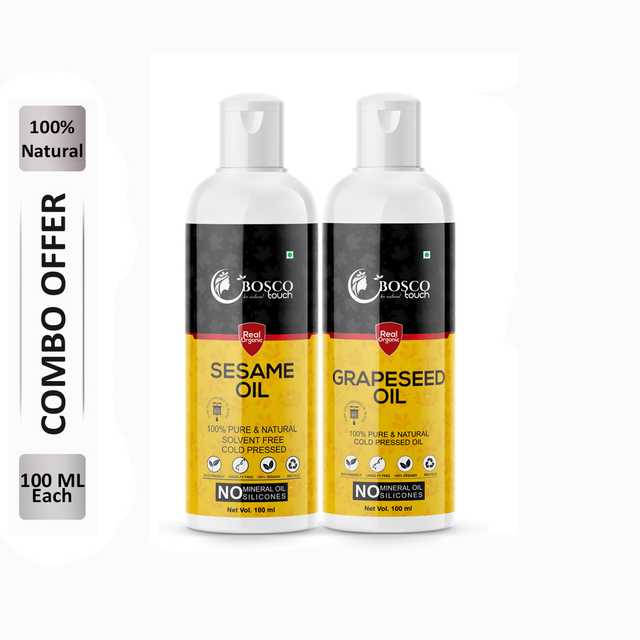 Bosco Touch Pure Sesame Oil (100 ml) & Grapeseed Oil (100 ml) Combo For Rapid Hair Growth (Pack Of 2) (B-1124)