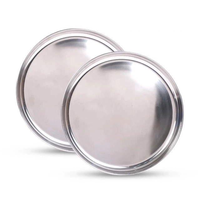 JENSONS Stainless Steel Half Plate (20 cm each, Pack of 2)