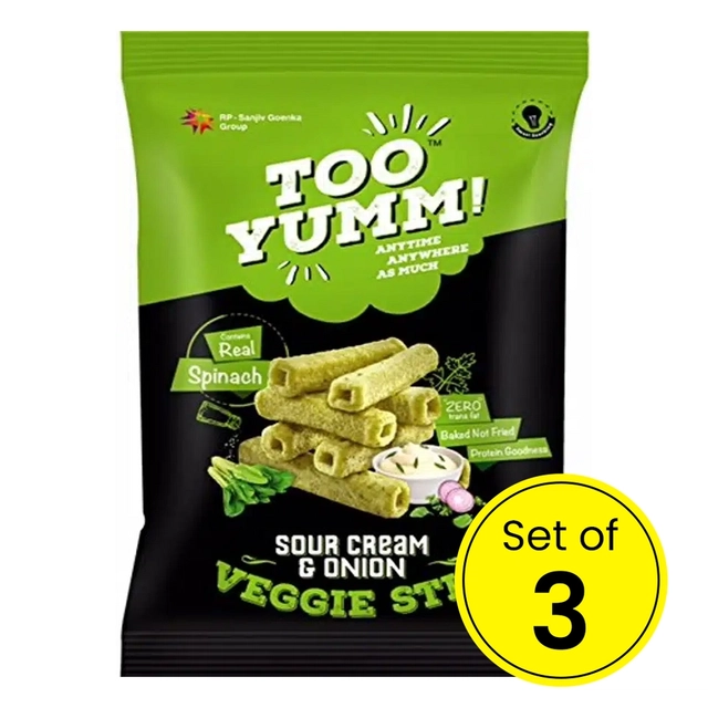 Too Yumm Veggie Stix Sour Cream & Onion 3X45 g (Pack Of 3)