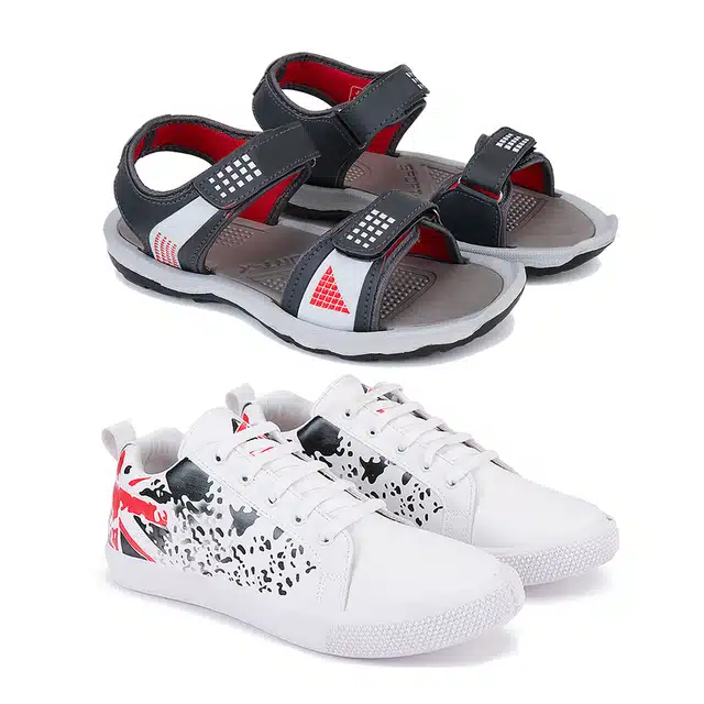 Combo of Sandals & Sports Shoes for Men (Pack of 2) (Multicolor, 7)
