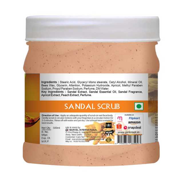 Pink Root Sandal Face Scrub (Pack Of 1, 500 ml) (MI-155)