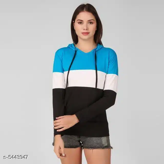 Cotton Sweatshirts for Women (Sky Blue, S)