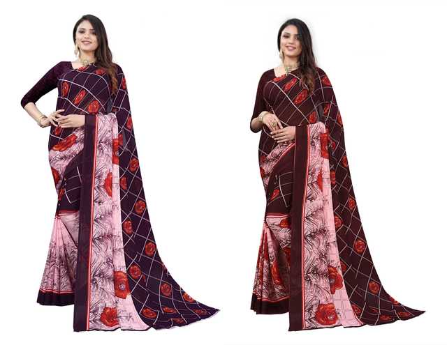 Trendy Georgette Saree With Blouse Piece For Women (Pack Of 2) (Multicolor, 6.3 m) (M-4704)