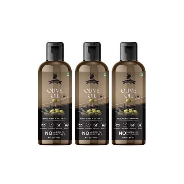 Beardox 100% Pure & Natural Cold Pressed Olive Oil For Strengthens Hair Roots, Reduces Wrinkles & Fine Lines (50 ml, Pack Of 3) (G-2015)