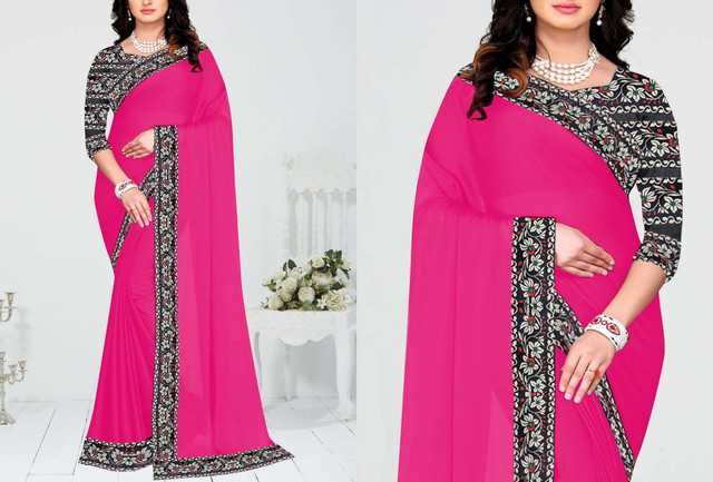 Inder Fashion Chanderi Cotton Saree With Running Blouse For Women (Pink, 6.30 m) (IF-6)