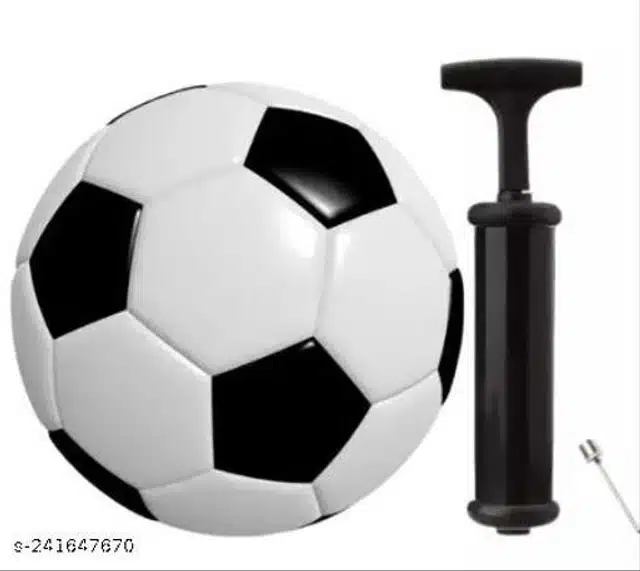 Football No. 5 & Air Pump with Pin (Black & White, Set of 2)