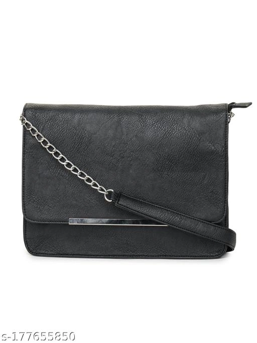 Synthetic Sling Bag for Women (Black, )