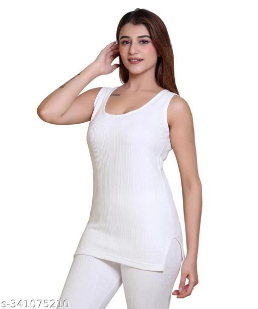 Woolen Thermal Top for Women (White, M)