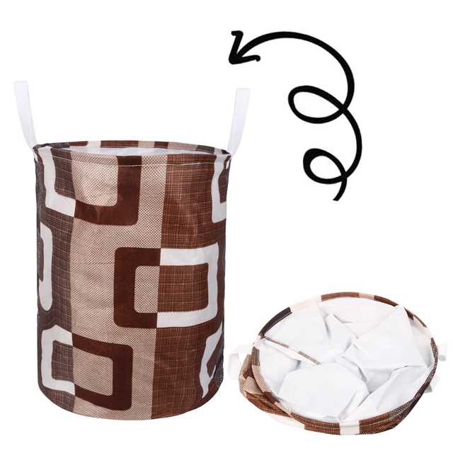 E Retailer Polyester Foldable Laundry Bag 45L (Brown, 17x14 Inches) (E-399)