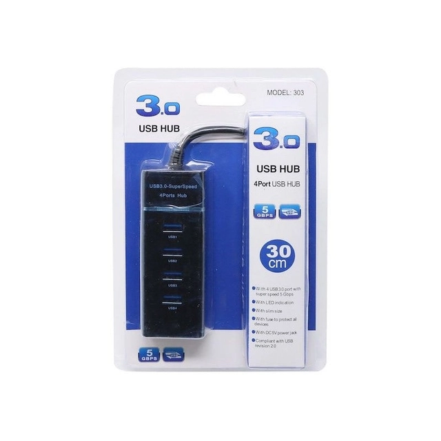 USB 4 Port 3.0 Hub (Black)