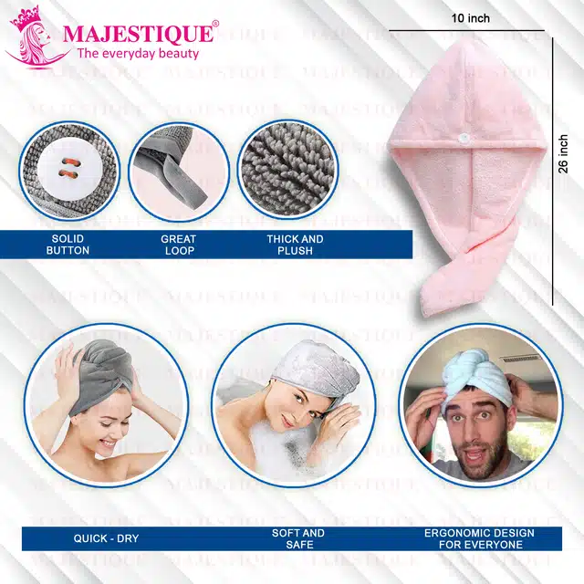 Majestique Microfiber Hair Towel Wrap for Women & Men For Quick Hair Dry (Pack of 1, Assorted) (BB-31)