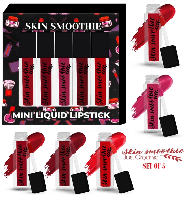 Skin Smoothie Liquid Matte Long Lasting Waterproof Lipsticks (Multicolor, Pack of 5)