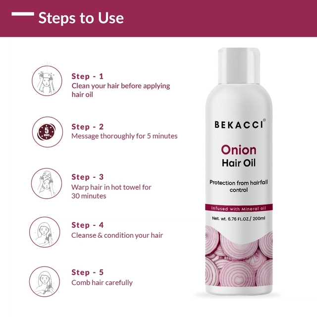 Bekacci Red Onion Herbal Hair Oil (200 ml)