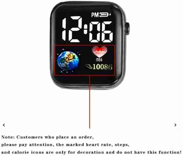 Square Dial Digital Watch for Kids (Black)