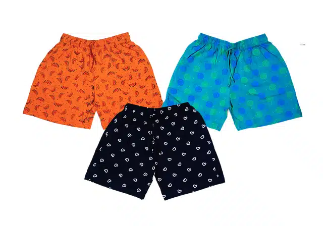 Cotton Blend Printed Shorts for Girls (Pack of 3) (Multicolor, 2-3 Years)