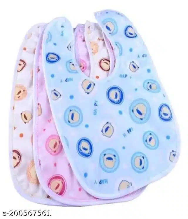 Cotton Bibs Aprons for Infants (Multicolor, Pack of 3)