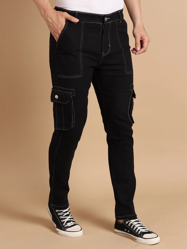 Denim Regular Fit Cargo for Men (Black, 28)