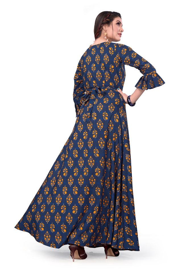 Fit and Flare Gown for womens (Multicolor, L) (NE30)