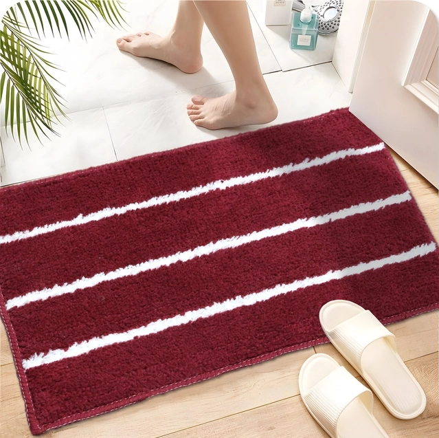 QALEEN Anti Skid Door Mat for Home Office Bedroom Bathroom Red(59cm x39cm, Pack of 1)