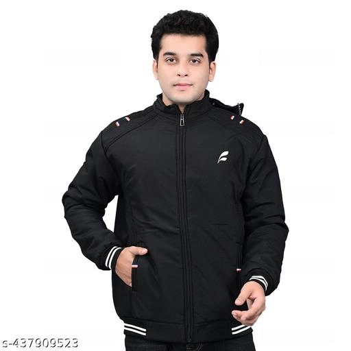 Polyester Jacket for Men (Black, M)