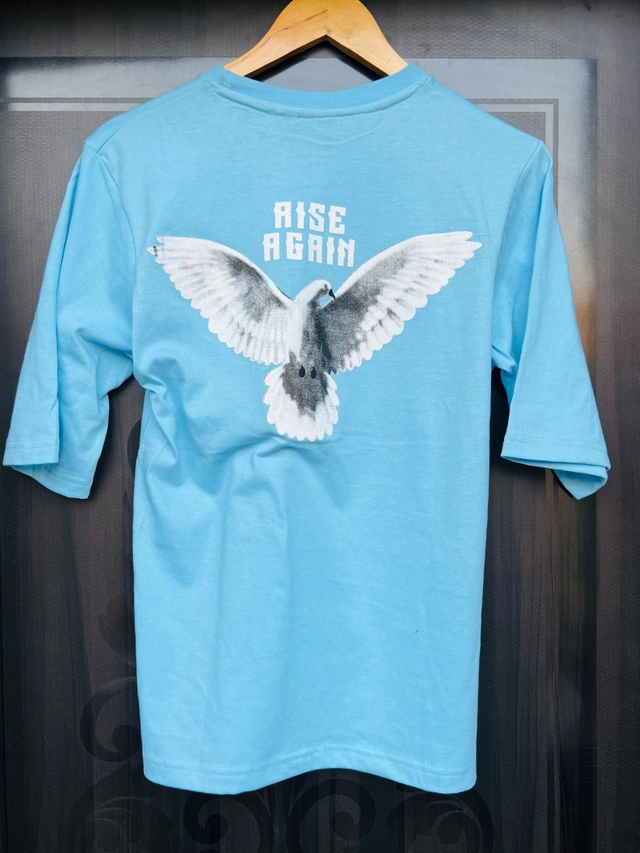 Round Neck Printed T-Shirt for Men (Sky Blue, S)