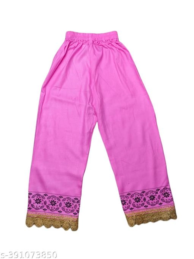 Rayon Printed Kurta with Pant for Girls (Pink, 4-5 Years)