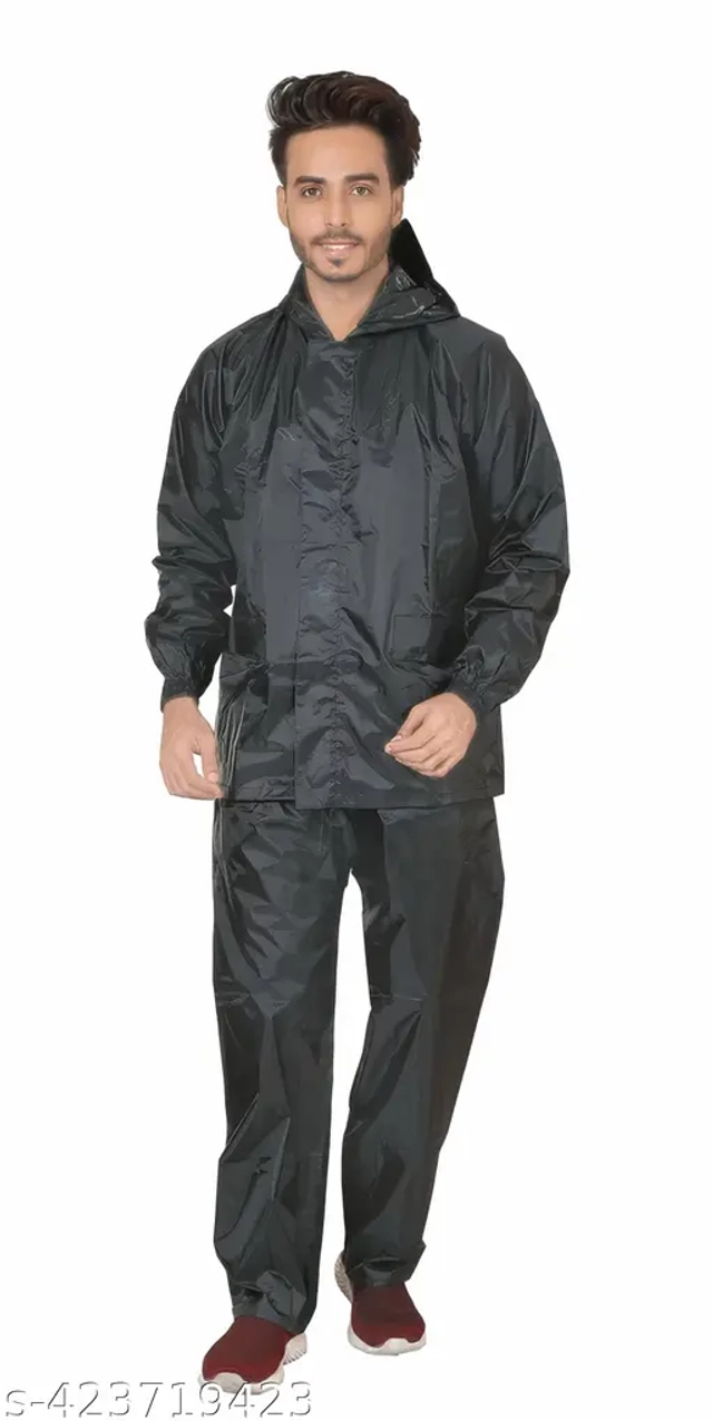 Plastic Raincoat for Men (Black, Free Size)