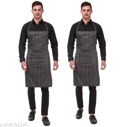 Cotton Apron for Men & Women (Black, Pack of 2)