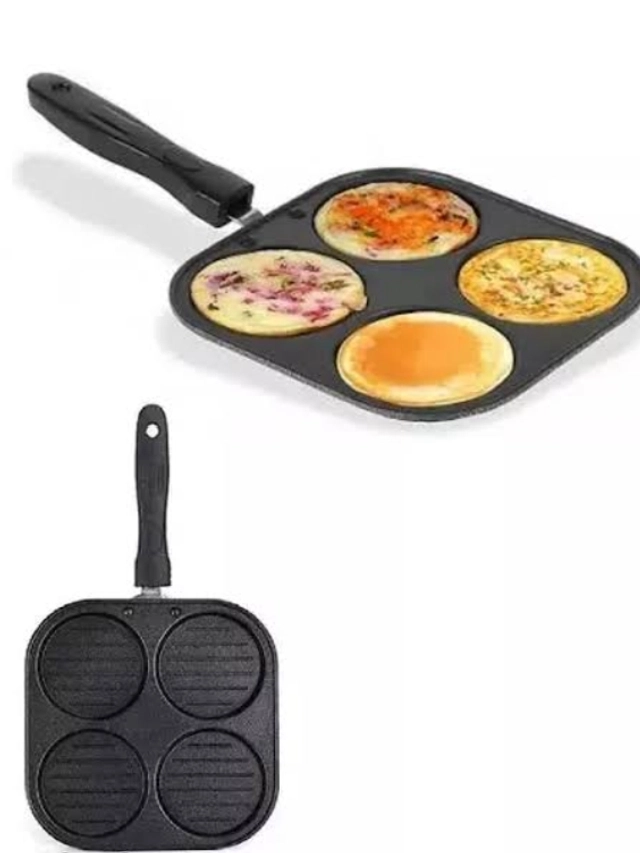 Aluminium 4 Section Appam Maker (Black)