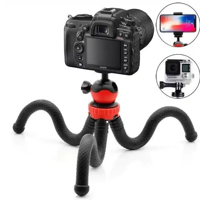 Bendable Gorilla Tripod with Mobile Holder (Black, 12 Inch) (SK-67)