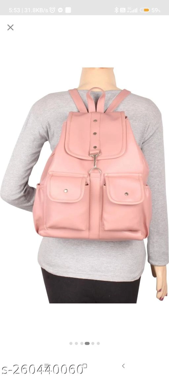 PU Backpack for Women (Pink)