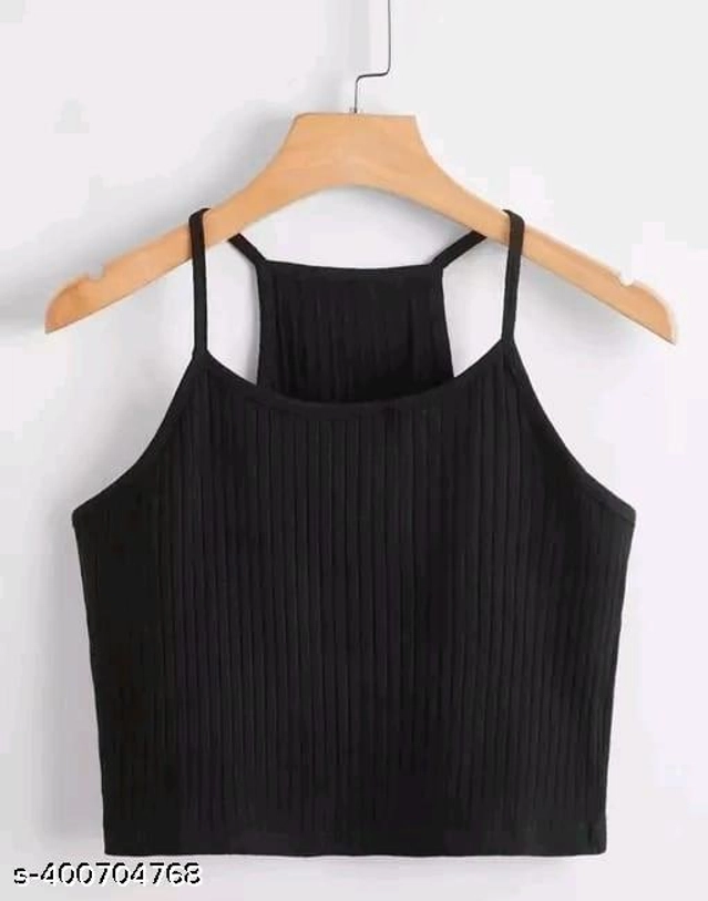 Cotton Spaghetti Strap Tank Top for Women (Black, XS)