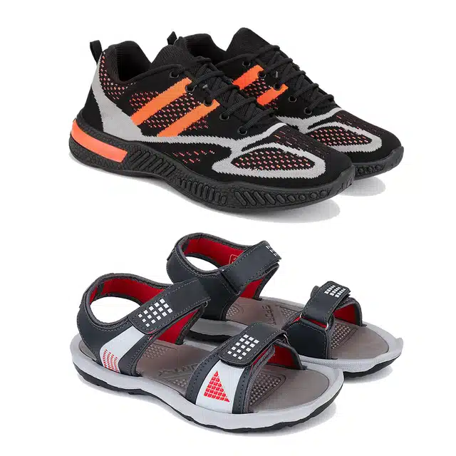 Combo of Sports Shoes and Sandals for Men (Pack of 2) (Multicolor, 10)