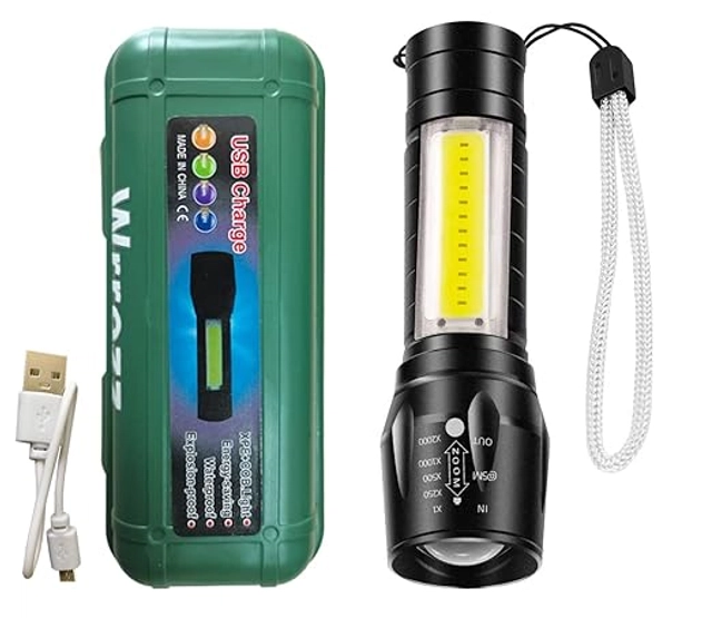 USB Rechargeable LED Flashlight (Black)