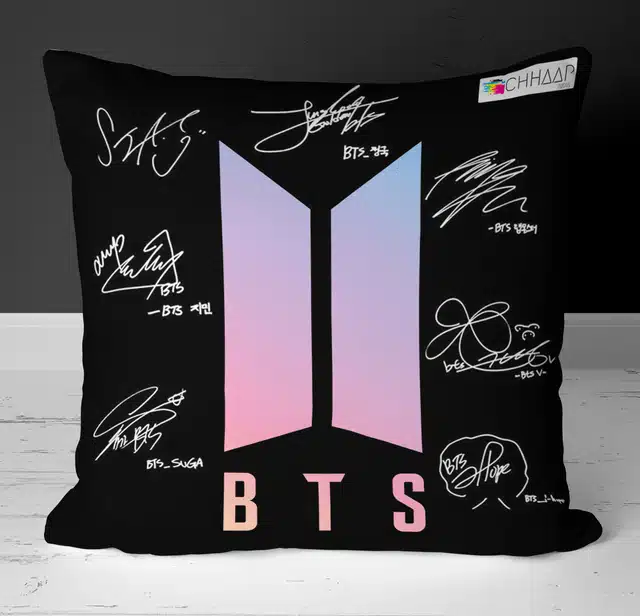 BTS Army Printed Cushion Cover (Multicolor, 16X16 Inch) (Gt-274)
