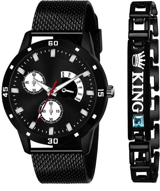 Analog Watch with Bracelet for Men (Multicolor)