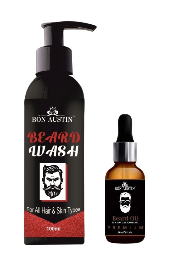 Bon Austin Beard Wash (100 ml) & Beard Oil for Men (30 ml) (Set of 2)