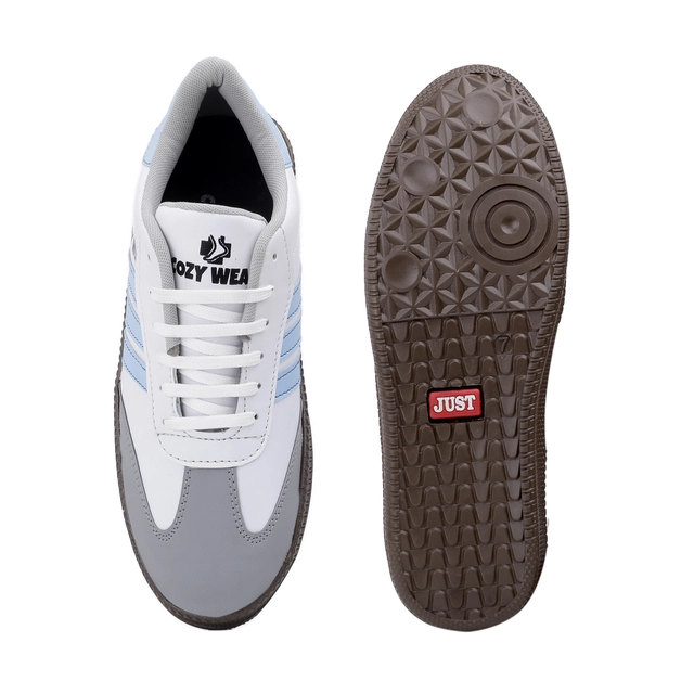 Sneakers for Men (White & Sky Blue, 6)