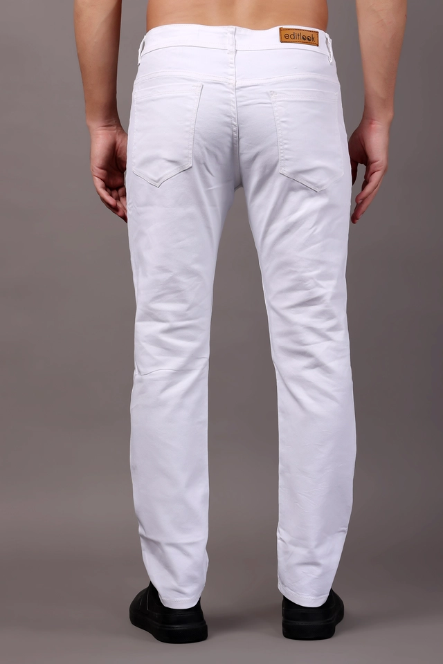 Cotton Blend Slim Fit Jeans for Men (White, 30)