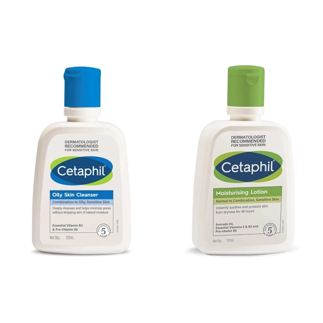 Combo of Cetaphil Skin Cleanser (125 ml) with Moisturising Lotion (125 ml) (Set of 2)