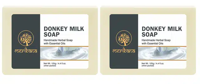 Meribana Handmade Donkey Milk Bath Soap (Pack of 2, 125 g)