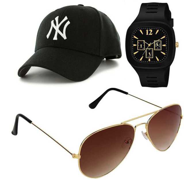 Clubmaster Sunglass With Cap Watch (Pack Of 3) (MSE-1729)