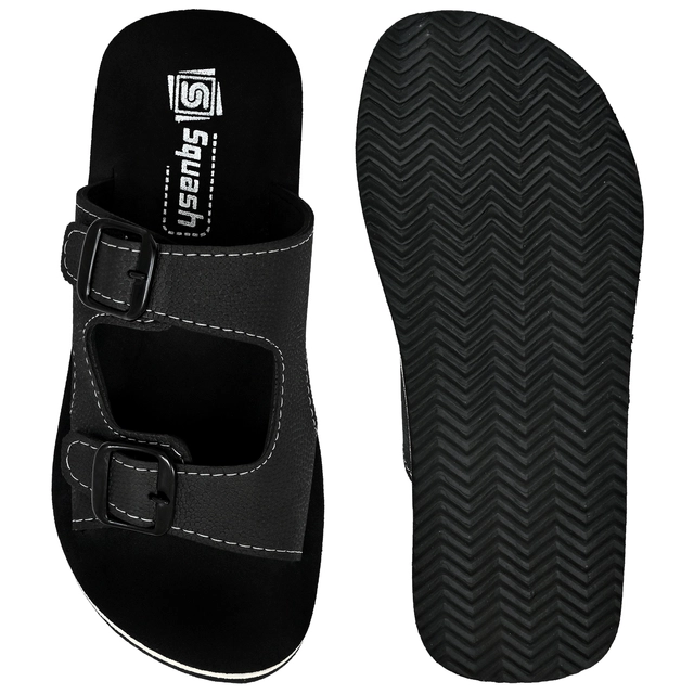 Flip Flops for Men (Black, 6)