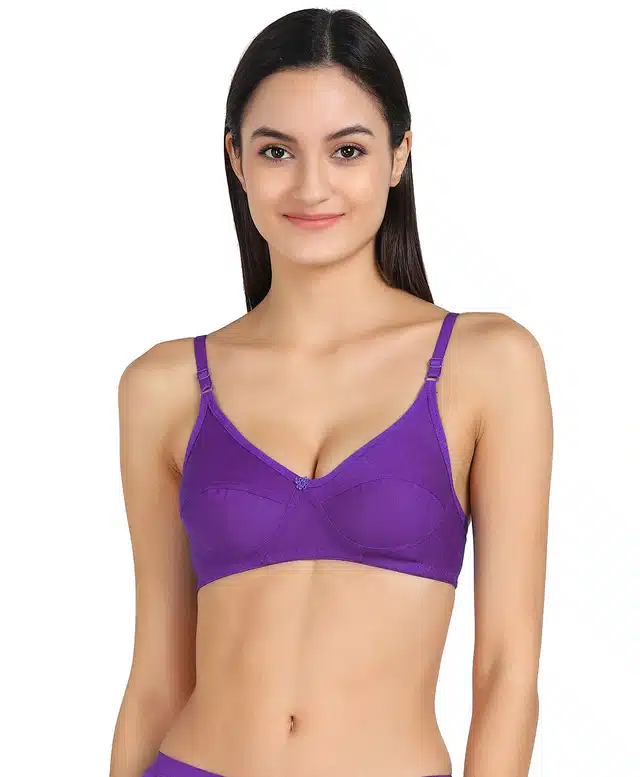 Non Padded and Non-Wired Bra for Women (Purple, 32)